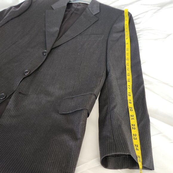 Hickey Freeman x Loro Piana Suit Wool Tasmanian Super 120s Pinstripe 43L Gray - Picture 6 of 16
